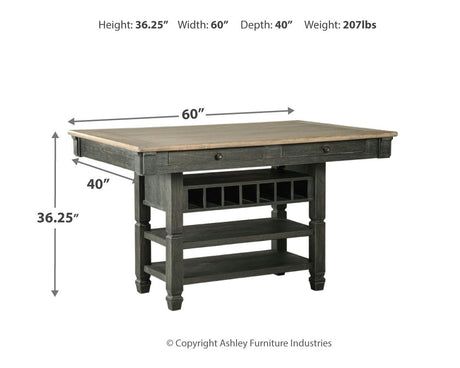 Tyler Creek - Rectangular Dining Room Counter Table - Black / Gray