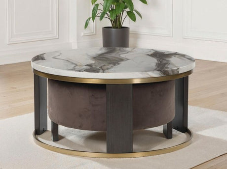 Jazmore - Nesting Cocktail Tables (Set of 2) - Brown / Brass Finish
