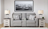 Biscoe - Power Reclining Loveseat With Console /Adj Headrest - Pewter