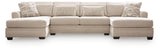 Mandi Point - 3-Piece Double Chaise Sleeper Sectional - Marble