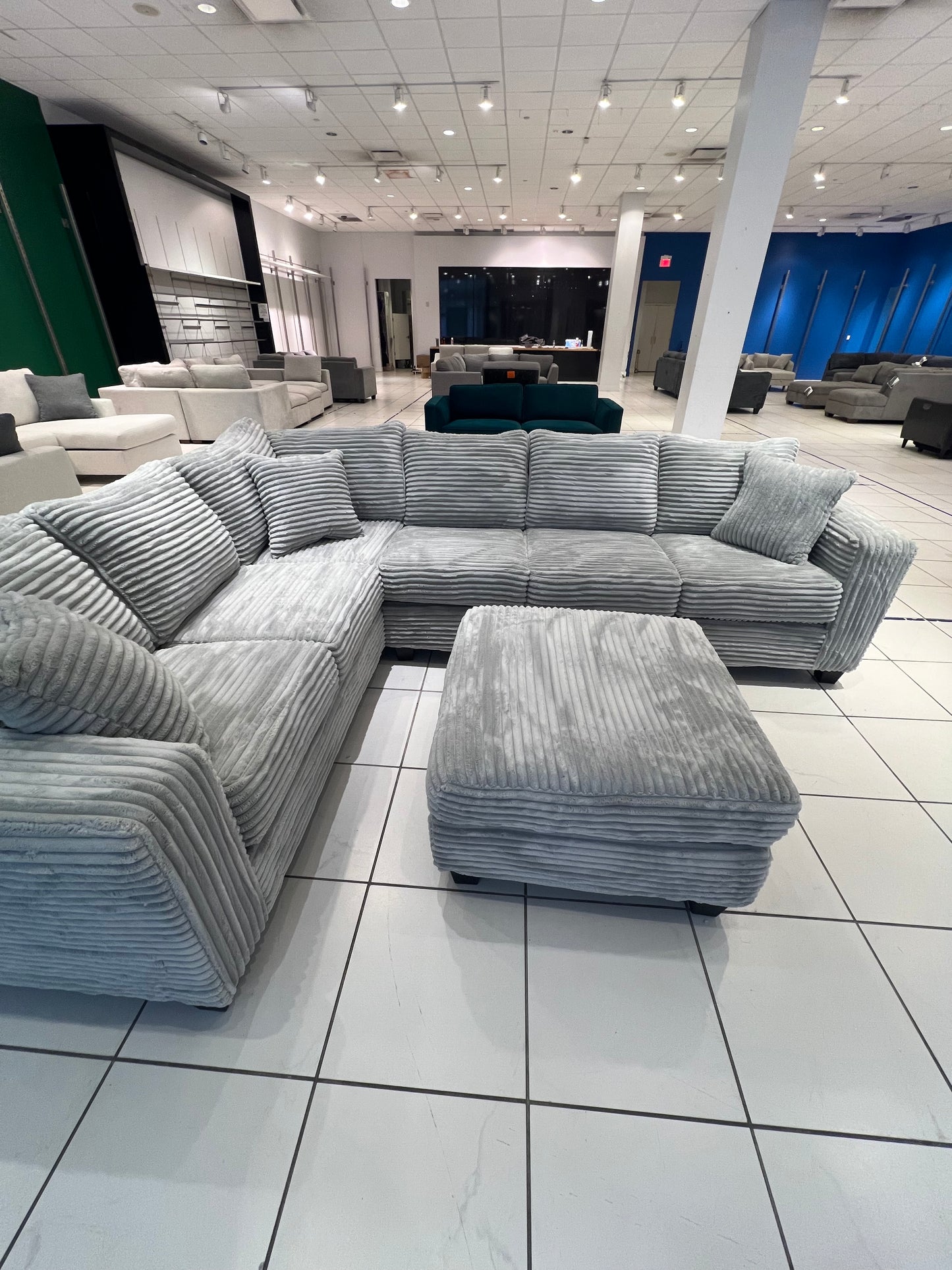 NEW Corduroy Sectional + Ottoman