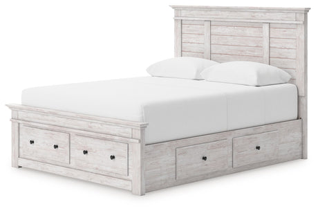 Makidern - Panel Storage Bed With 2 Under Bed Storage Units