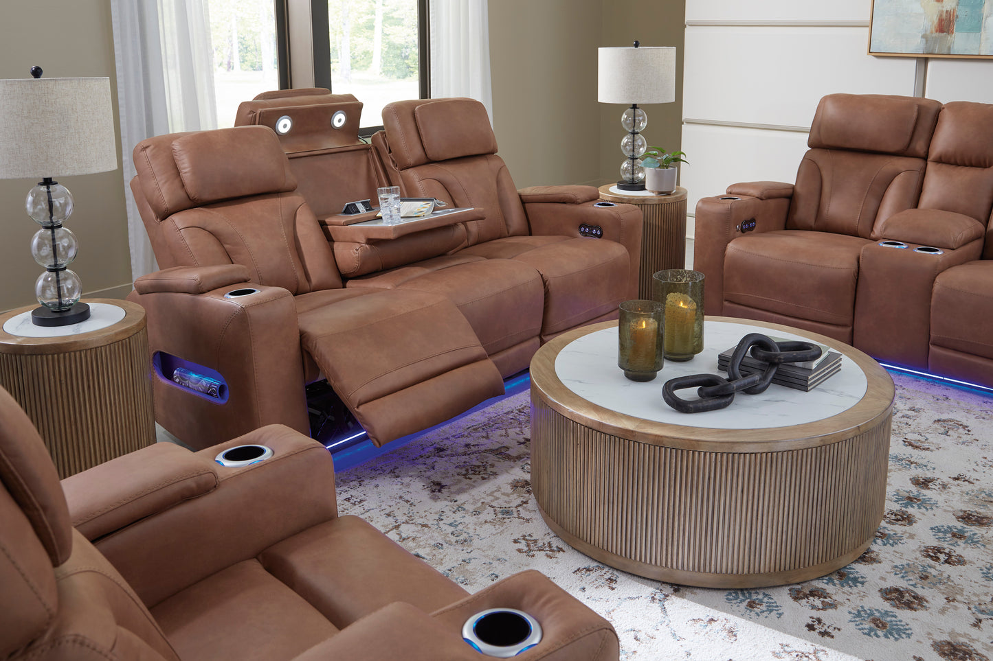 Clean-Slate Leather Power Recliner w/ LED Lights