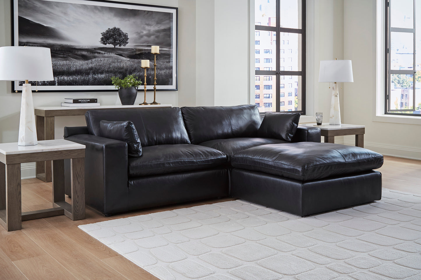 Emilia Cloud Modular Sectional w/ Top-Grain Genuine Leather by Ashley