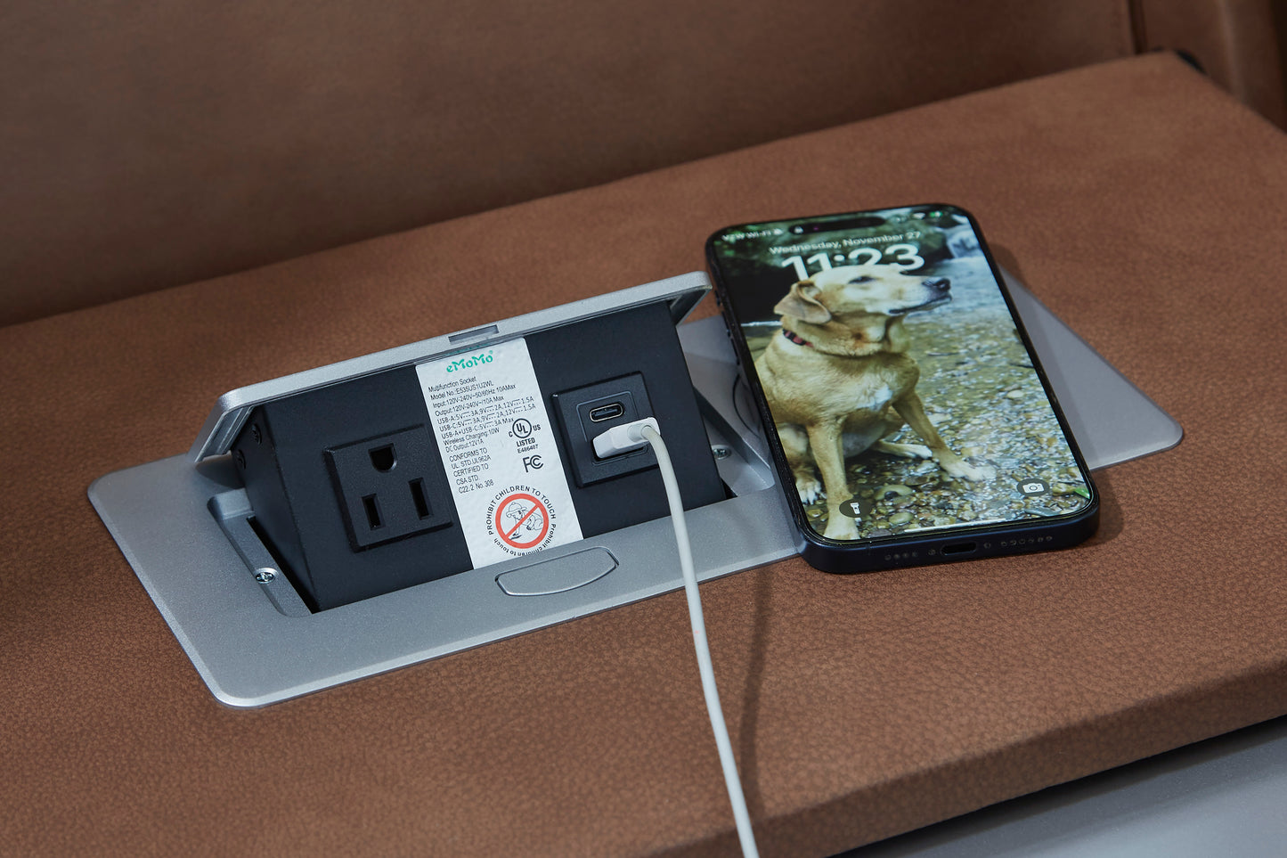 Clean-Slate Leather Power Recliner w/ LED Lights