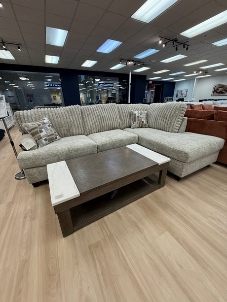 Two-Tone Fluffy Corduroy Chaise Sectional