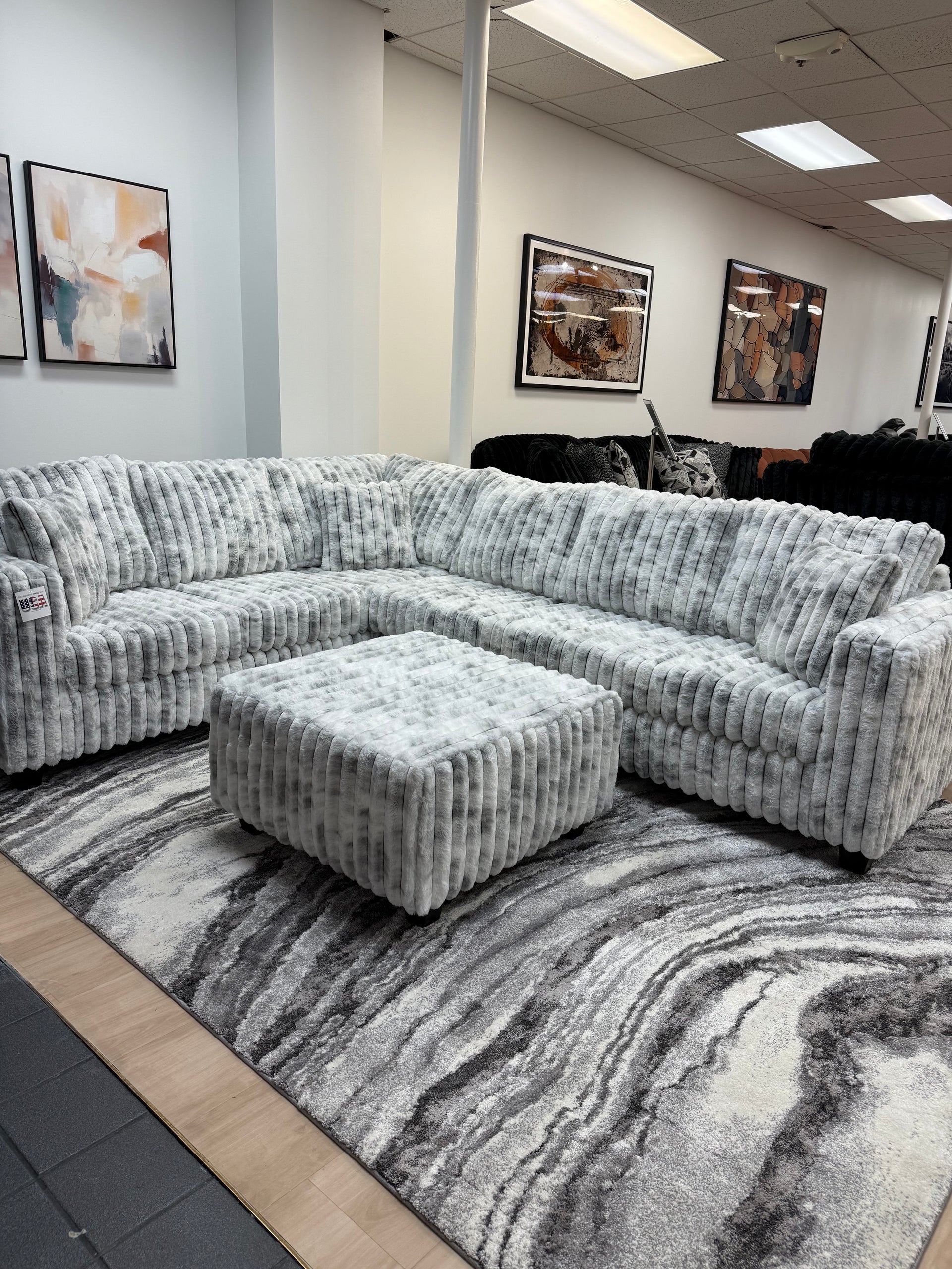 SUPER COZY Corduroy L-Sectional + Ottoman – CLT Furniture Bros