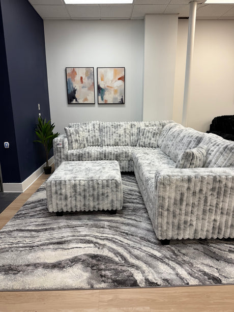 SUPER COZY Corduroy L-Sectional + Ottoman