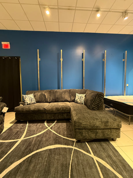 Two-Tone Fluffy Corduroy Chaise Sectional