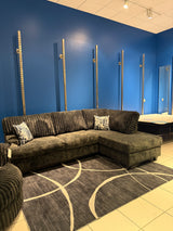 Two-Tone Fluffy Corduroy Chaise Sectional