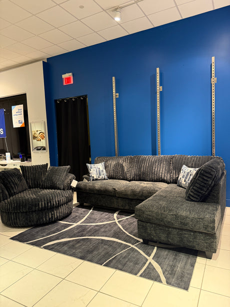 Two-Tone Fluffy Corduroy Chaise Sectional