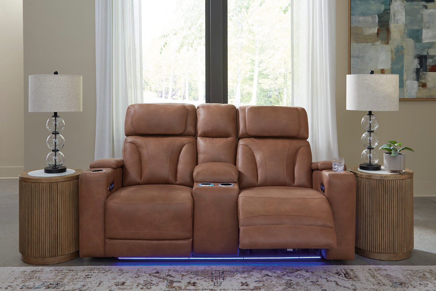 Clean-Slate Leather Power Recliner w/ LED Lights