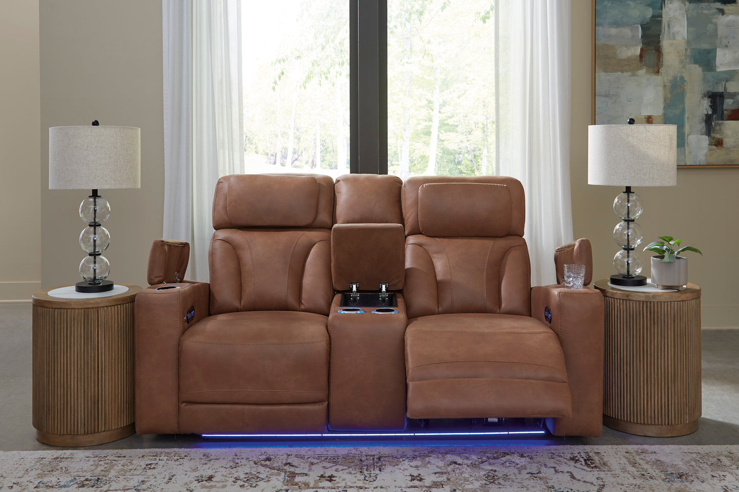Clean-Slate Leather Power Recliner w/ LED Lights