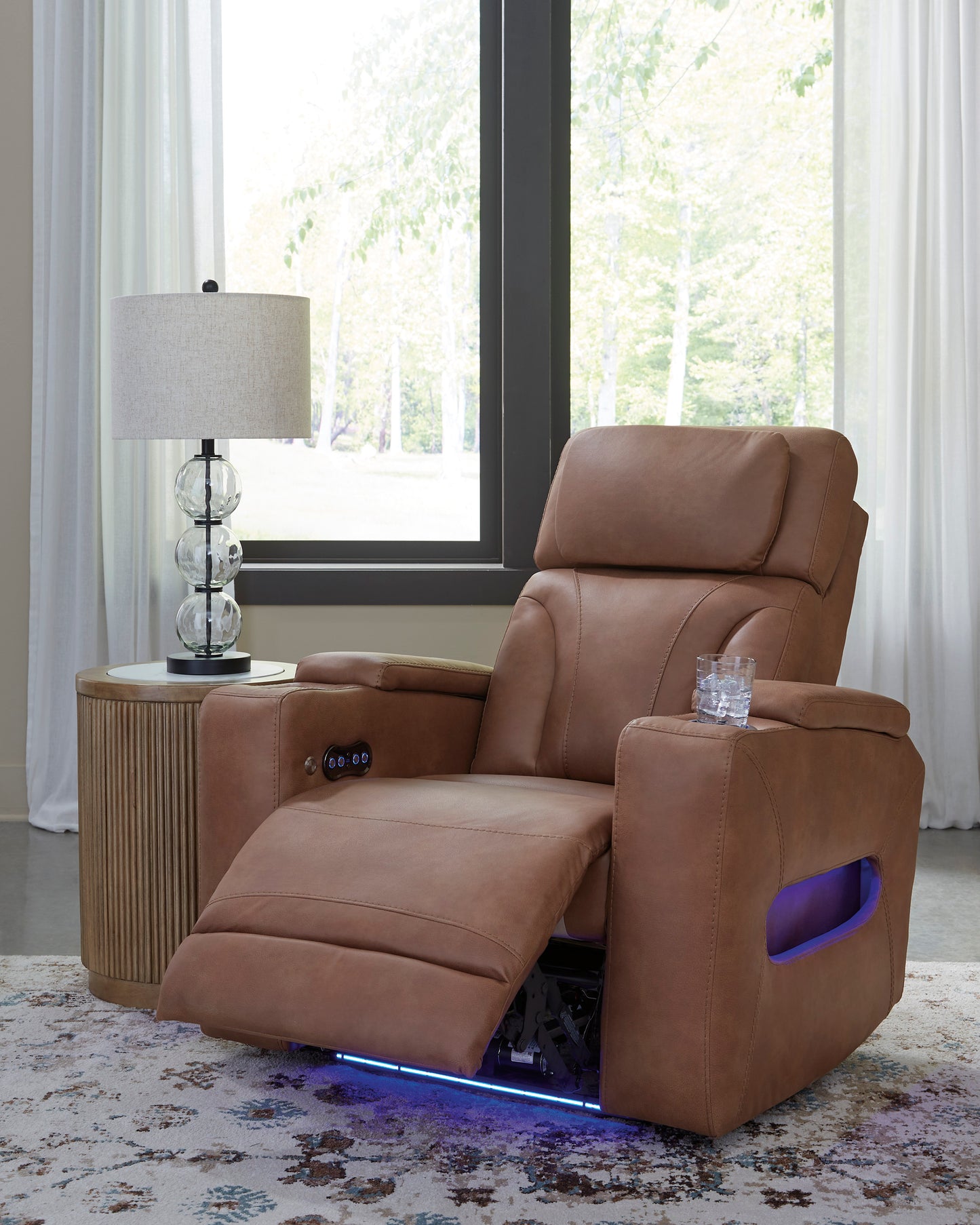Clean-Slate Leather Power Recliner w/ LED Lights