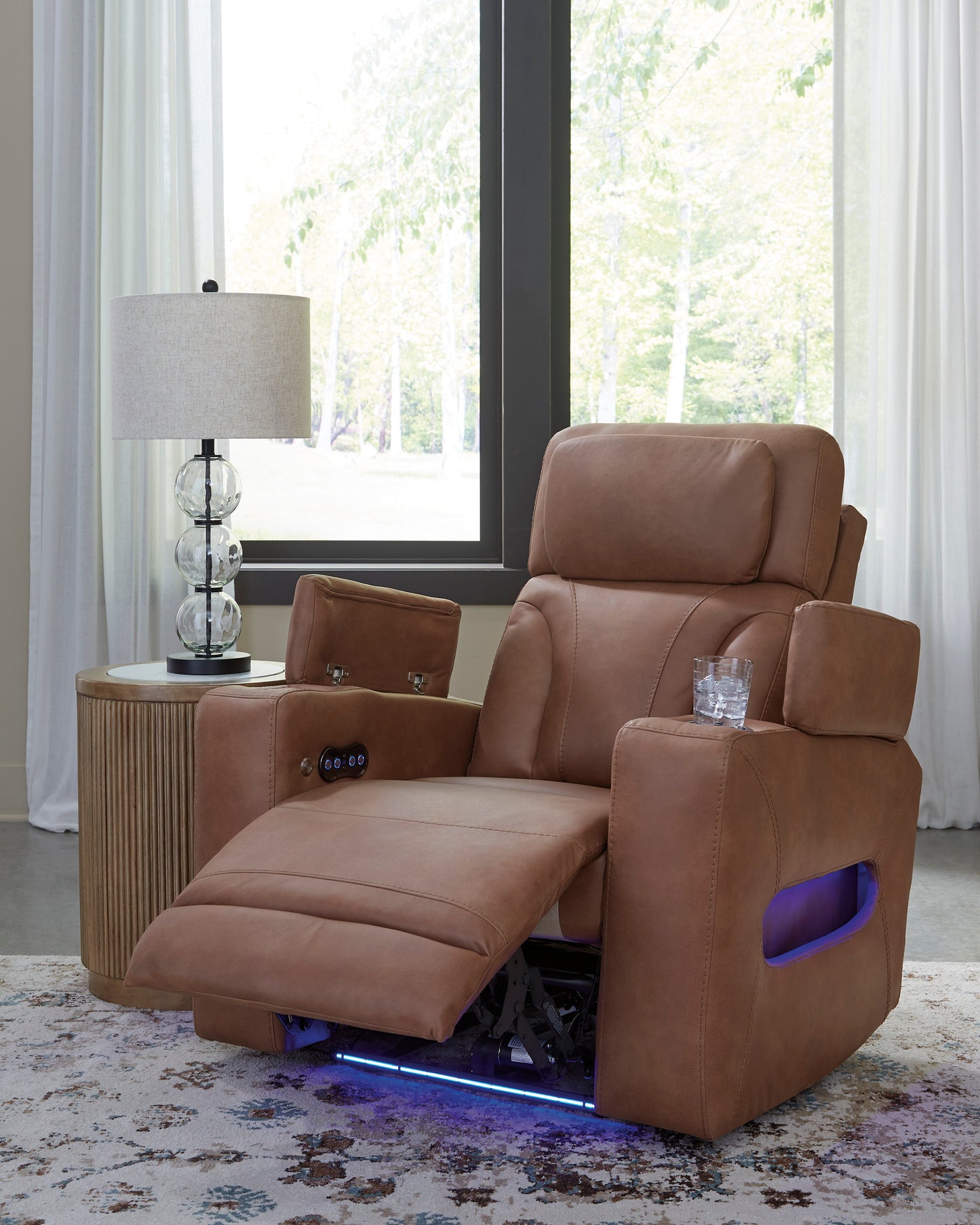 Clean-Slate Leather Power Recliner w/ LED Lights