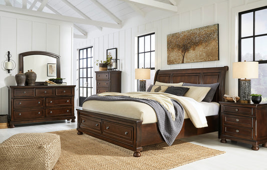 Lettner Modern Sleigh Bed with Storage Drawers (4 Colors)