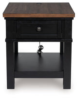 Wildenauer - Rectangular End Table - Brown / Black