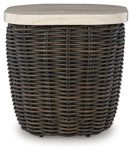 Kimora - Square End Table - Beige / Dark Brown