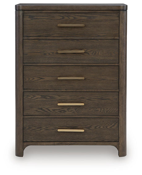 Radkin - Five Drawer Chest - Burnished Brown