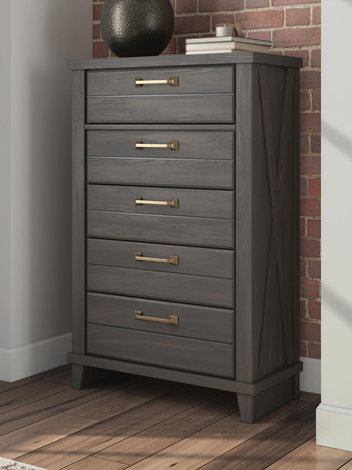 Vonitta Bay - Five Drawer Chest - Dark Brown
