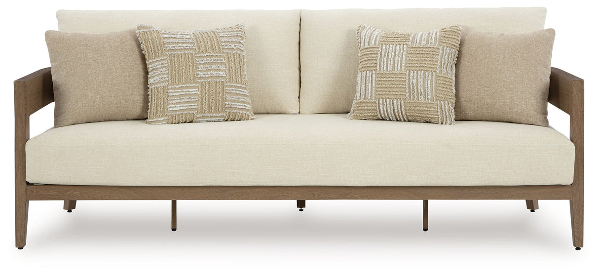 Serene Bay - Sofa With Cushion - Dark Brown / White