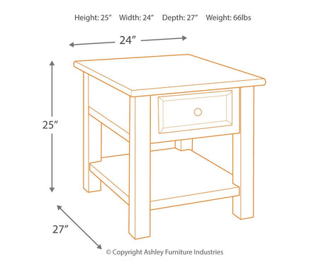 Tyler Creek - Rectangular End Table - Grayish Brown / Black