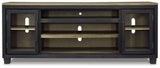 Foyland - XL TV Stand w/Fireplace Option - Black / Brown