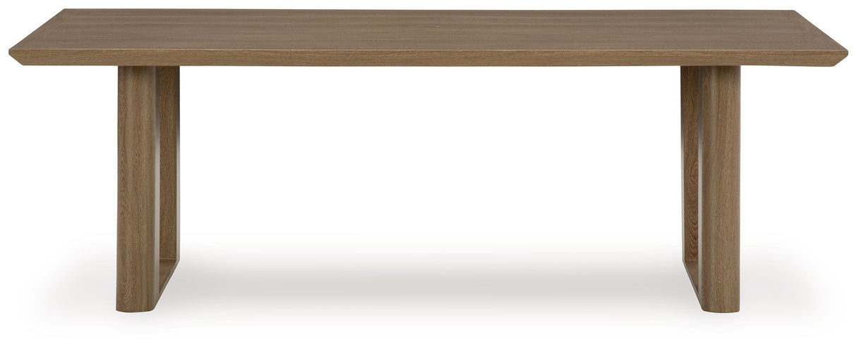 Serene Bay - Rectangular Dining Table With Umbrella Option - Dark Brown