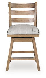Ridgester - Upholstered Swivel Barstool (Set of 2) - Light Brown