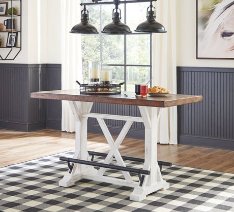 Valebeck - Rectangular Dining Room Counter Table - White / Brown