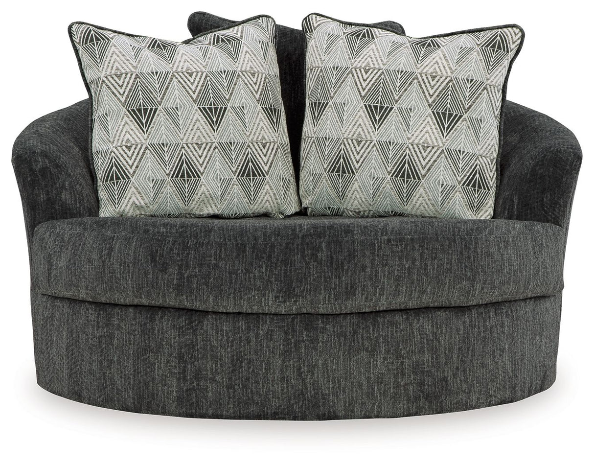 Biddeford - Oversized Swivel Accent Chair - Shadow