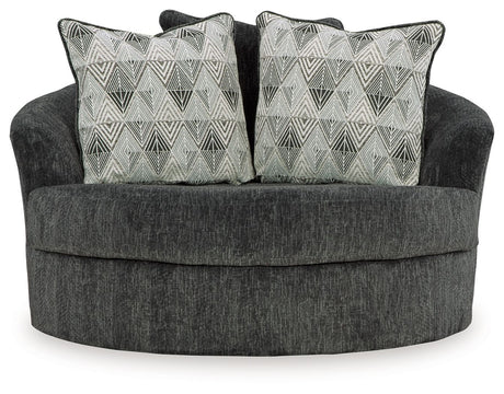 Biddeford - Oversized Swivel Accent Chair - Shadow