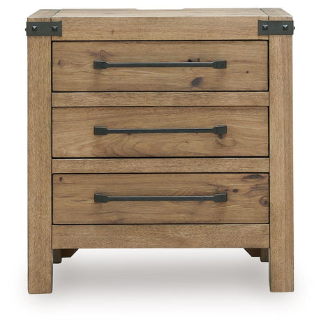 Ridgester - Three Drawer Night Stand - Light Brown