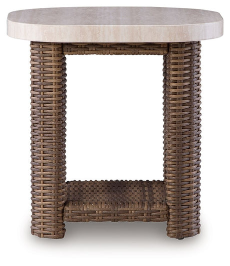Dolan Creek - Square End Table - Beige / Brown