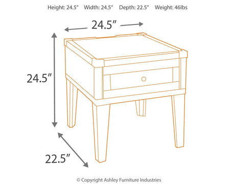 Todoe - Rectangular End Table - Dark Gray