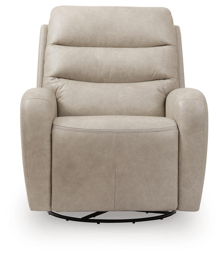 Motion-Max - Swivel Glider Power Recliner - Stonewash