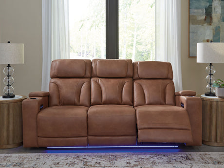Clean-Slate - Power Reclining Sofa / Adj Headrest - Caramel