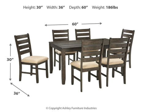 Rokane - Dining Room Table Set (Set of 7) - Brown